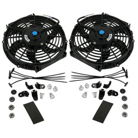 12V Universal 2X 10 inch Slim Fan Push Pull Electric Radiator Cooling Mount Kit