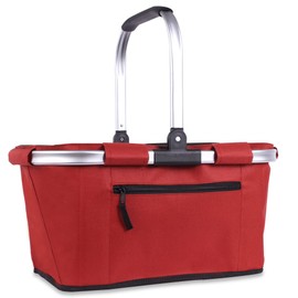 Picnic Basket, SIYUAN Shopping Basket with Handle 22L Collapsible Grocery Basket Portable Folding Bag for Marketing Picnic, Ruby Red