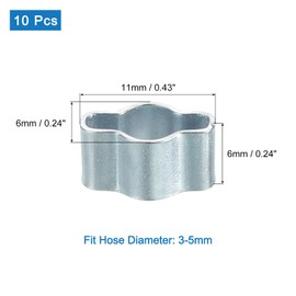 sourcing map 10Pcs Double Ear Hose Clamps, Adjustable 3-5mm(0.12"x0.2") Iron Zinc Plated Two-Ear Hose Clamp, O Clip Hose Clamps Fuel Line Clamps Hose Clamp, Double Ear O Clips