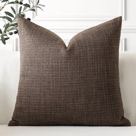 OTOSTAR Linen Throw Pillow Cover Set of 1 Decorative Square Pillowcases Cushion Covers 18x18 Inch for Home Decor Sofa Bedroom Car 45 x 45CM Dark Brown