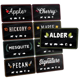 Levain & Co Pellet Hopper Magnet Labels - Flavor Tags for Smoker and Grill - BBQ Smoker Accessories - Set of 9 Magnetic Pellets Markers