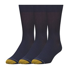 GOLDTOE Men's Metropolitan Crew Dress Socks, 3-Pairs, Navy, Shoe Size: 6-12.5