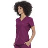 Cherokee Form Women Scrubs Top Tuckable V-Neck CK819, XXS, Wine