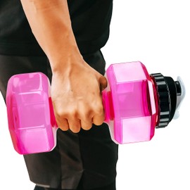 SH Dumbbell Water Bottle 2.2L – Pink See-Through Fitness & Gym Sports Bottle for Workout Hydration, Portable Design