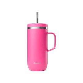 QWETCH - Cold Cup 600ml with Handle and Straw - 24 Hours Ice & 12 Hours Cold (Magenta)
