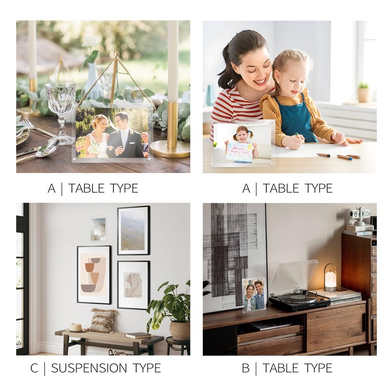 Suaific 2 Pack 5x7 Acrylic Picture Frames with Hanging Kit
