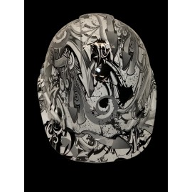 Pyramex Hard Hat Ridgeline Cap Style Custom White Graffiti  - Satin, 4 Point Harness