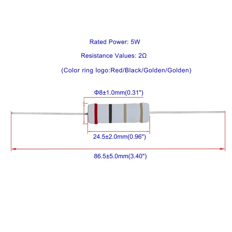 Aopin 2 Ohm Metal Oxide Resistor, ±5% Tolerance Precision 5