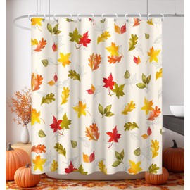 MAMUSE Fall Shower Curtain for Bathroom Stall Cute Decorative Waterproof Unique Design TeenWomen Cortinas de Baño Bathtub 72 x72 Inch, Red Leaves