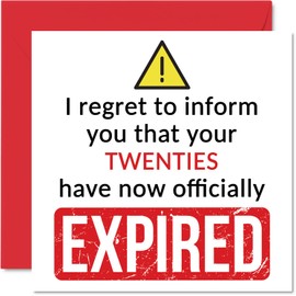 Funny 30th Birthday Card for Men Women - Your Twenties Expired, Happy Birthday Card for Him, Your Boyfriend, Cousin, Work Colleague, 145mm, Joke, Joke