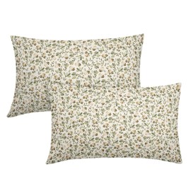 Spring Daisy Floral Lumbar Pillow Covers 12X20 In Sage Green Brown Beige Vintage Flowers Rectangle Pillow Cases Set of 2 Block Print Throw Pillows Farmhouse Decor For Sofa Couch Cushion Outdoor