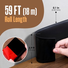 Houseables Rubber Baseboard, Baseboard Trim, Rubber Molding Trim, Base Boards for Walls, Cove Base, Flexible Molding, Peel and Stick, Self Adhesive, Vinyl Coving, for Garage, Floor, Black, 4in x 60ft