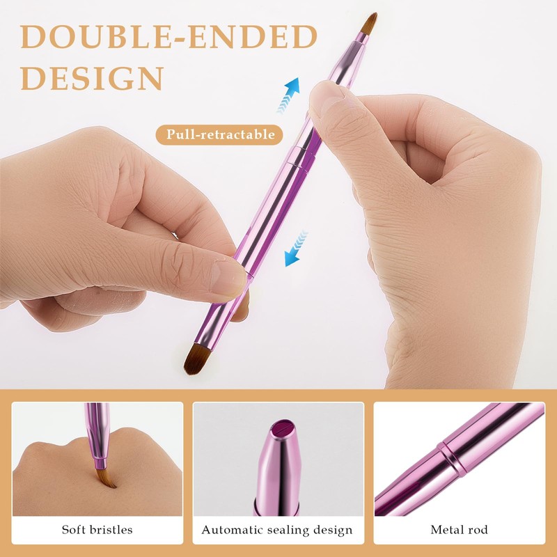 Retractable Lip Makeup Brush Portable Dual End Lipstick Brush Lipstick