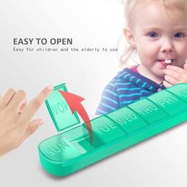 PTGRSWK Weekly Pill Organiser 7 Day Large Pill Box BPA-Free Travel Pill Case for Vitamins & Supplements