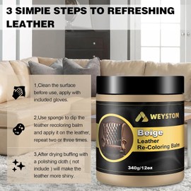 Leather Recoloring Balm, Leather Dye, Leather Color Restorer, Leather Scratch Repair, Leather Restorer for Couches, Leather Repair Kit for Furniture, Leather Scratch Remover(Beige)