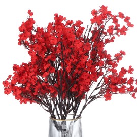 PATIKIL Flores Artificiales, 6pcs Flores Falsas Europeas DIY Ramo Floral Falso para Decoración De Hogar Jardín Cocina Boda Fiesta Rojo