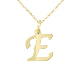Lucchetta Jewellery, Gold Chain Women's 375 Real Gold, for Women Necklace with Pendant Letter Initials Name A B C D E F G H I J K L M N O P Q R S T U V Y X Z 9ct Yellow Gold - 45, Yellow Gold