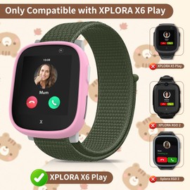 chinbersky Pack of 2 Nylon Loop Wristbands Compatible with Xplora X6 Wristband, Kids Smartwatch Velcro Fastening Girls Boys Adjustable Braided Fabric Replacement Bands for Xplora X6 Play