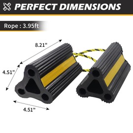 WECARLLE Wheel Chocks for RV Trailer [1pair/2pack with Rope] Camper Trucks and Aircraft, Versatile Heavy Duty Rubber Wheel Chocks Block for with 3 Reflective Strips, Tire Wheel Immobilizers & Chocks