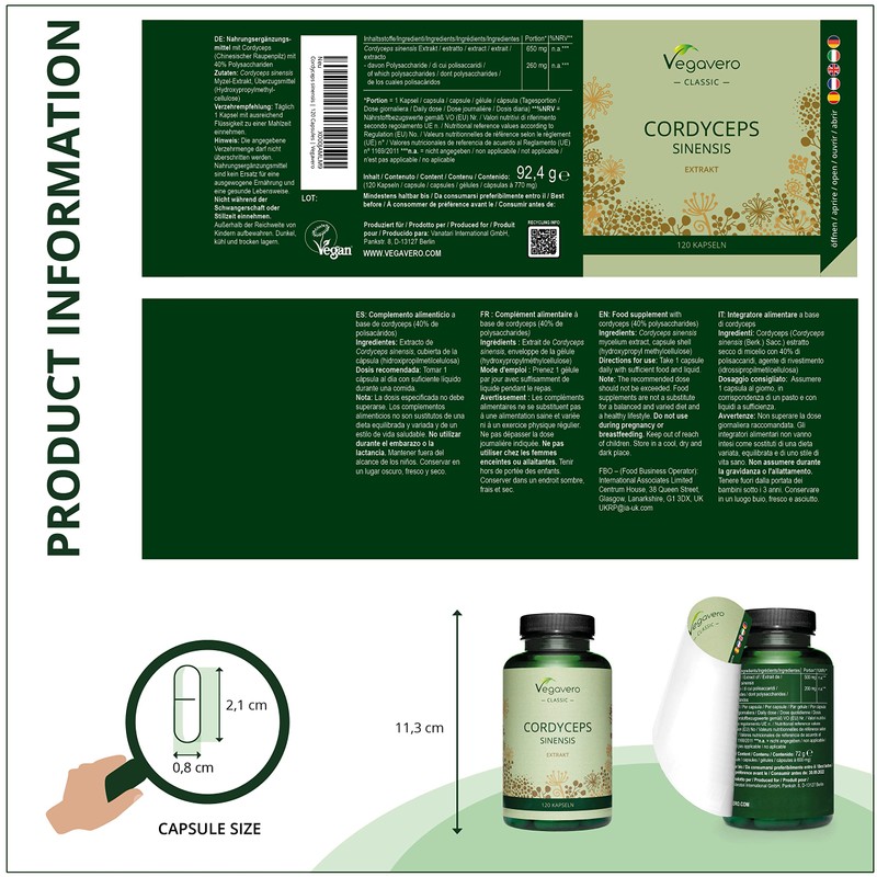 Cordyceps Sinensis Vegavero® | 650 mg (10:1) CS-4 Extract 40%