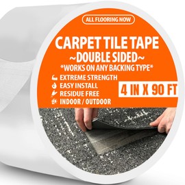 All Flooring Now Carpet Tape Double Sided Heavy Duty Wide Carpet Tile Tape 4inx90ft Rug Gripper Indoor Outdoor Grip Tapes for Area Rugs on Hardwood Vinyl Concrete Wood Turf Floor Adhesive Two Stick