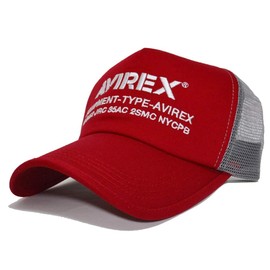 Avilex Number Ring Embroidered Mesh Cap 7300, red, 57 to 59 cm