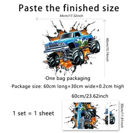 Purekay Wall Sticker Pack of 2 Cars Boys 3D Wall Stickers Racing Car Vehicles Wall Sticker Wall Decoration for Children's Room Boys Baby Room Playroom