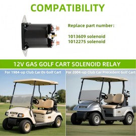 GENOUR Golf Cart Solenoid 12V - OEM# 1013609 1012275 Compatible with Club Car DS/Precedent/Carryall (1984-Up Gas) | Continuous Duty Solenoid Replacement for Club Car Parts & Golf Cart Repair
