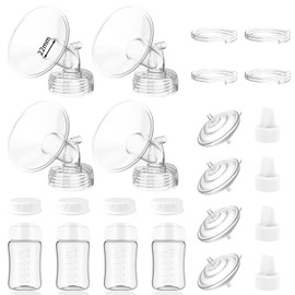 4packs 22mm Full Breast Replacement Pump Parts for Spectra S1 S2 9 Plus Synergy Gold Include 13mm Flange,Valve,Backflow Protector,Tube,Bottle,Caps, Fit for Motif Luna Cimilre Ameda MYA Pump