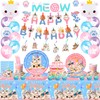 Cat Birthday Party Supplies - 116pcs Decorations and Tableware Set
