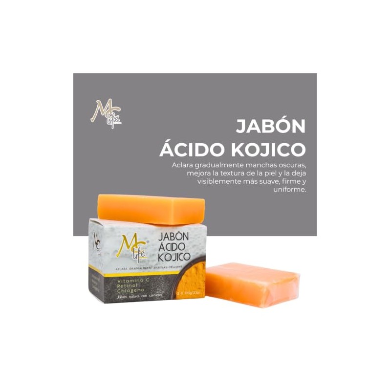 Mc Life 2 Piezas Jabn cido Kjico, Retinol, Colgeno, Curcuma