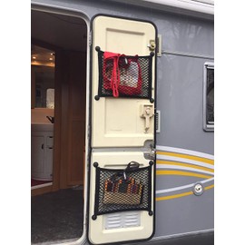 2 Pcs Van Storage Cargo Net,Wall Elastic Nylon Double-Layer Mesh Pocket for Camper Caravan SUV Kitchen RV Bedroom