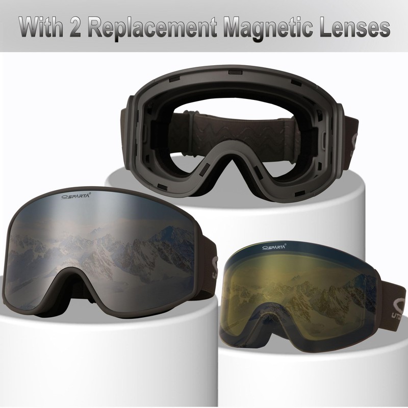Ski Goggles (5. Grey Frame, Full Lens Mirrored Silver)