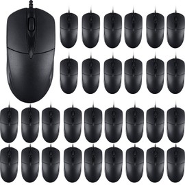 SUNYIWJIE 60 PCS Black Wired USB Computer Mouse Bulk 1000 DPI 3 Button Corded Mouse with Home Office Noiseless Simple USB Mouse for Computer Laptop Desktop PC(Black) (YX-Mouse60)