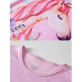 SOIBEEN Girls Nighties 2-Pack Nightgowns Mermaid Nightdress Cotton Long Sleeve Sleepwear for Girls Unicorn Size Large 6-7 Years