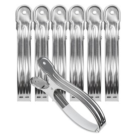 Taianji Pack of 6 Large Beach Towel Clips, Stainless Steel XXL Clothes Pegs, Beach Towel Clips, Metal Clips, Jumbo Size Towel Clip for Beach, Pool, Daily Laundry, Heavy Bath Towel