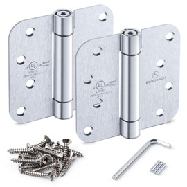 Satin Door Hinges Self Closing Hinge Auto Close Hinge Outlet Hardware Adjustable Spring Loaded Hinges 5/8" Radius Corner for Commercial Grade Self-Closing, UL Listed 3 Pack