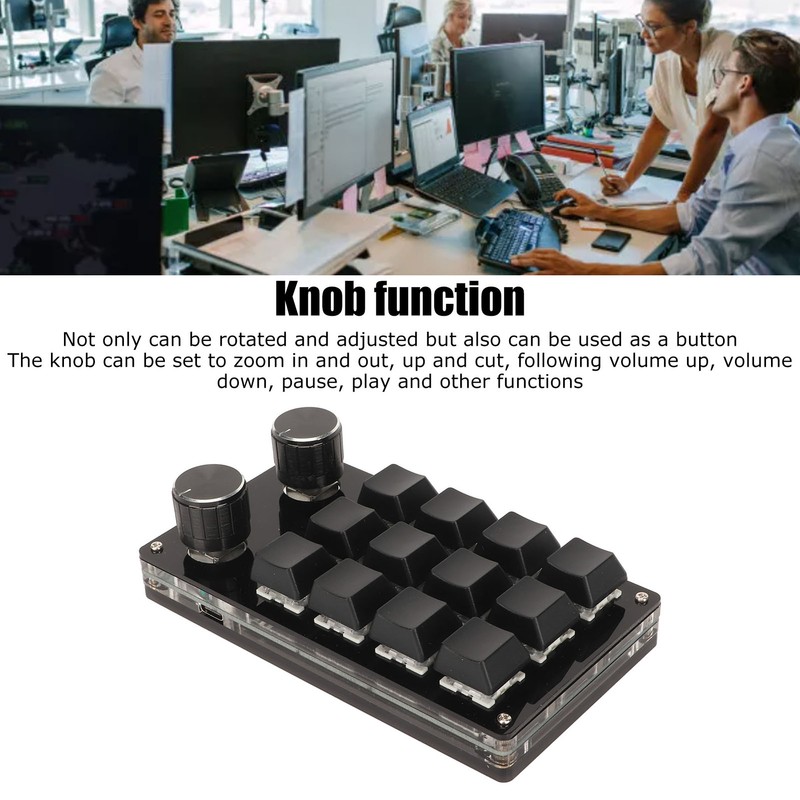 Mini 12 Key Keypad with 2 Knob Blue Switch DIY