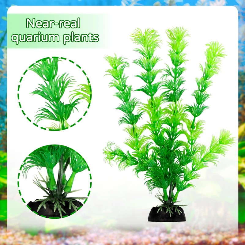 QUOZUO Fish Tank Accessories Artificial Plants, 9pcs Green Aquarium Decorations