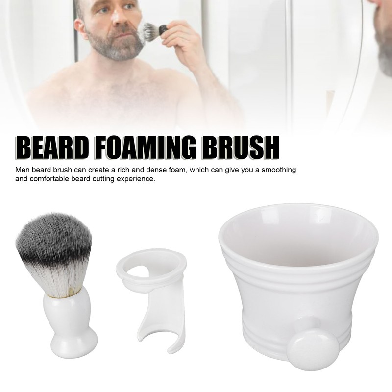 Men Beard Foaming Brush Set Soap Bowl Brush Rack Rich