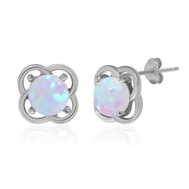 Meissa Opal Earrings Studs for Women Sterling Silver Post Earrings Womens Birthstone Jewelry Hypoallergenic Small Studs, Silver