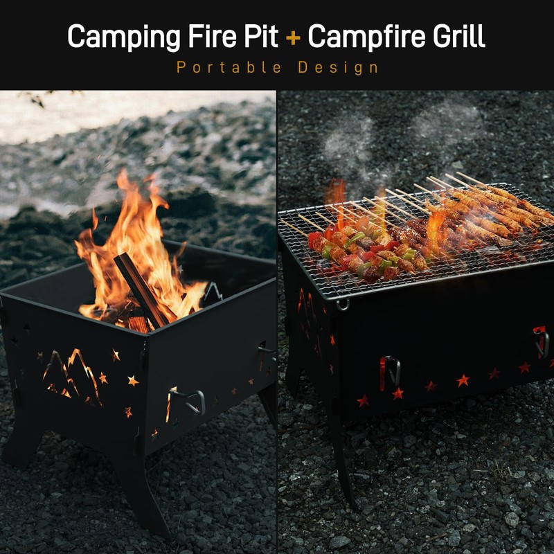 Odoland Camping Grill Portable Folding Charcoal Grills Backpacking BBQ Grill