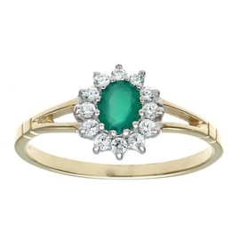 Old English Jewellers 9ct Yellow Gold Emerald Cluster Ring - sizes J to U (J)