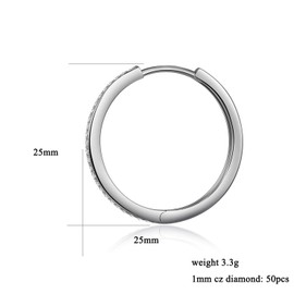 JiaYang Hoop Earrings 925 Silver for Women, Large Hoop Earrings with 5A+ Cubic Zirconia Sterling Silver Hoop Earrings Jewellery, 25 mm - 28 mm Hoop Earrings for Women, Gift for Women, Mother, Cubic