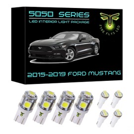 Fyre Flys 8 Piece White LED Interior Lights for 2015-2019 Ford Mustang 6000K 5050 Series SMD Package Kit and Install Tool