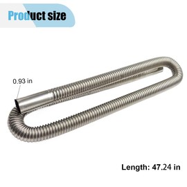47.2 Inches Stainless Steel Exhaust Hose, 1 Inch Exhaust Extension, Flexible Tank Diesel Heater Accessories with 2 Hose Clamps, Gas Vent Hose Kit for Diesel Air Heater (47.2 inch)