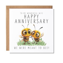 Maise & Rose Wife Anniversary Card | Wonderful Wife Weddding Anniversary Card | Cute Bumble Bee Anniversary Card For Wife We Were Ment To Bee | P173