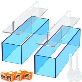 Baderke 2 Sets Acrylic Sushi Making Kit Large Musubi Mold Non Stick Musubi Maker with Meal Spoon Rice Shaper for Home Musubi DIY Luncheon Meat Press