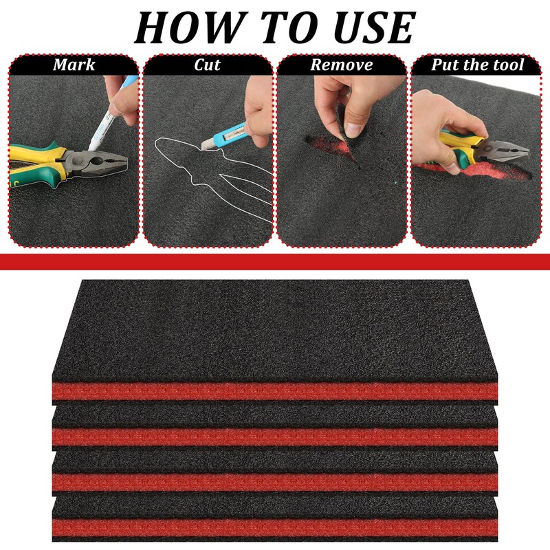 6 Pack Tool Box Foam Inserts for Cases,Tool Box Liner