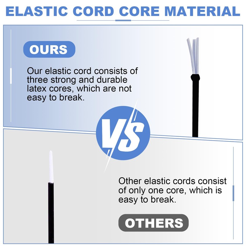 2 Rolls Elastic Cord 1mm x 50M, Black & White